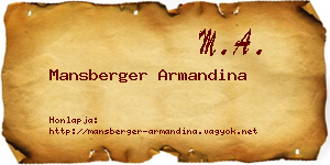 Mansberger Armandina névjegykártya